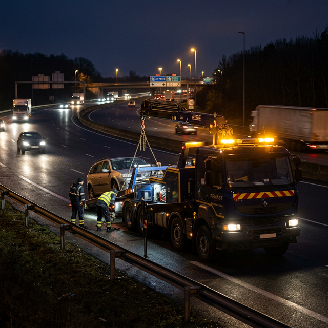Camion dépanneuse Depann'Auto en intervention
